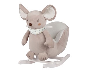 Kikka boo Schaukeltier Maus mit Sitz Holzgriffe Sicherheitsgurt hohe Rückenlehne beige 