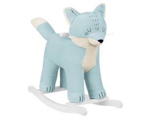 Kikkaboo Schaukeltier Fuchs Plüsch Holzspielzeug Holzkufen Holzgriffe bis 30 kg türkis 