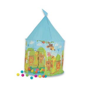 Moni Kinderspielzelt 2 in 1 Bällebad, 25 bunte Spielbälle, Bällebad, faltbar blau 