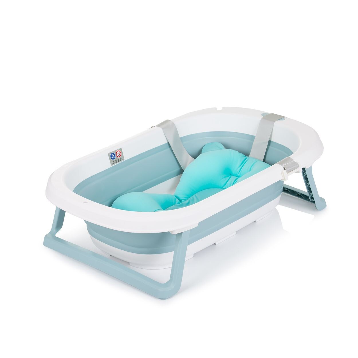 Babywanne Isla mit Badekissen faltbar, integrierter Wasserablauf blau