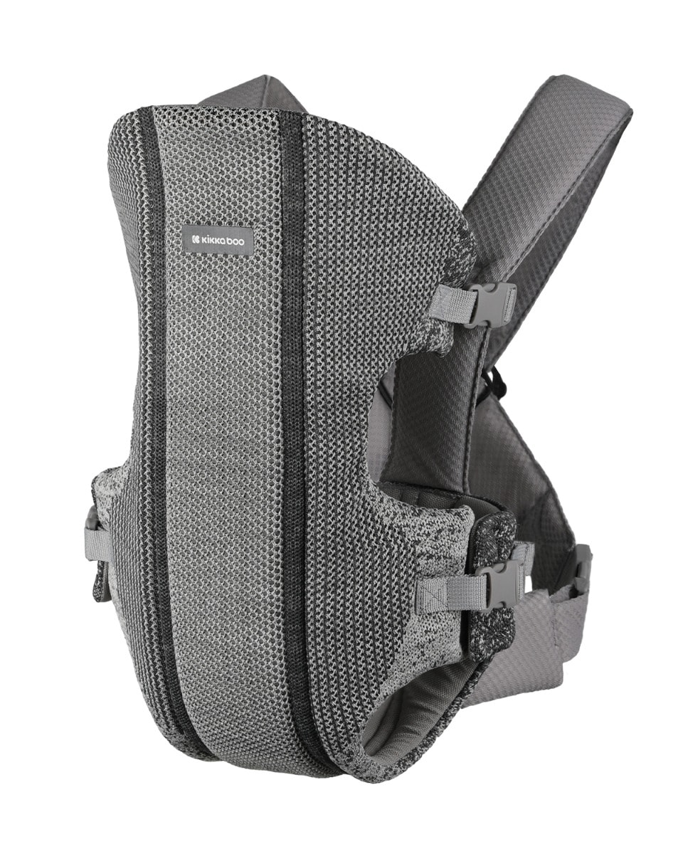 Kikkaboo Babytrage Gwen Fly Strickstoff Bauchtrage R&uuml;ckentrage Gurte verstellbar grau 
