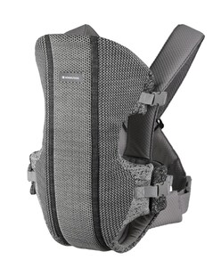 Kikkaboo Babytrage Gwen Fly Strickstoff Bauchtrage Rückentrage Gurte verstellbar grau 