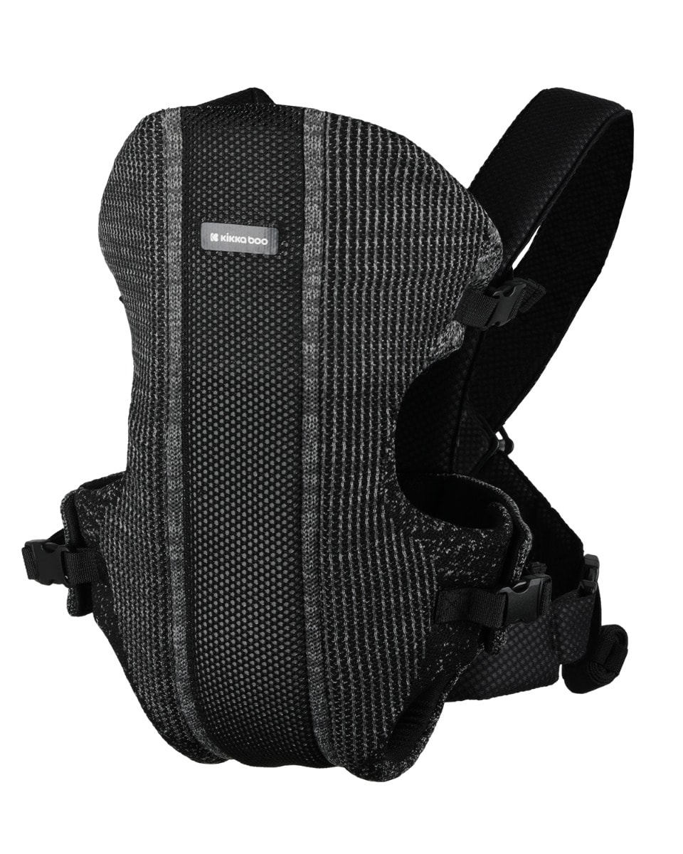 Kikkaboo Babytrage Gwen Fly Strickstoff Bauchtrage R&uuml;ckentrage Gurte verstellbar schwarz 