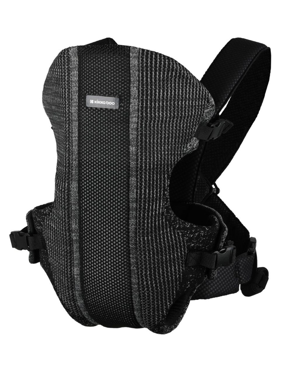 Kikkaboo Babytrage Gwen Fly Strickstoff Bauchtrage Rückentrage Gurte verstellbar schwarz