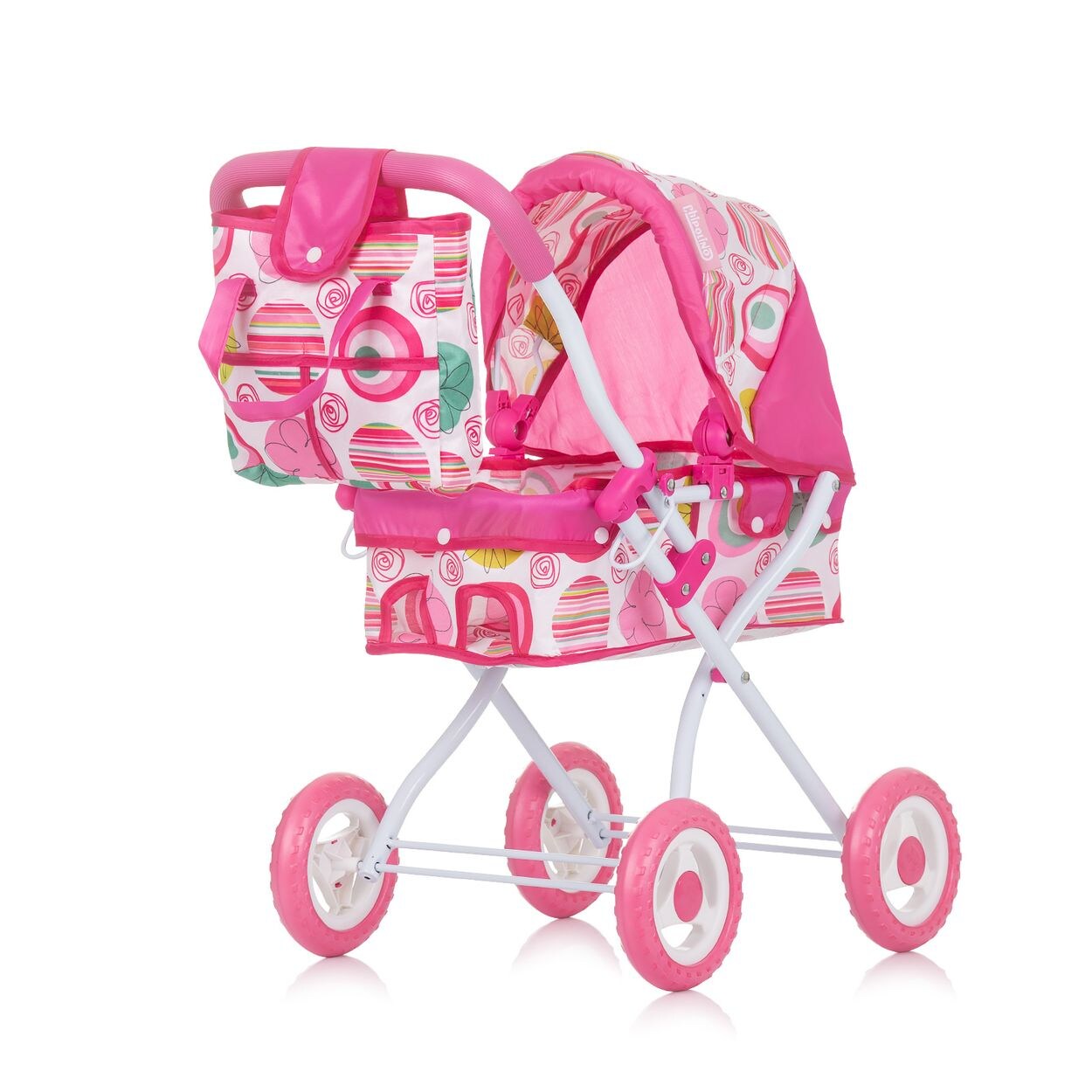 Puppenwagen Emily Tasche, Sonnendach verstellbar, zusammenklappbar rosa pink