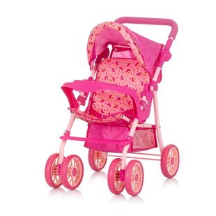 Chipolino Puppenwagen Dolly Korb faltbar Frontbügel Fußstütze Griff verstellbar rosa 