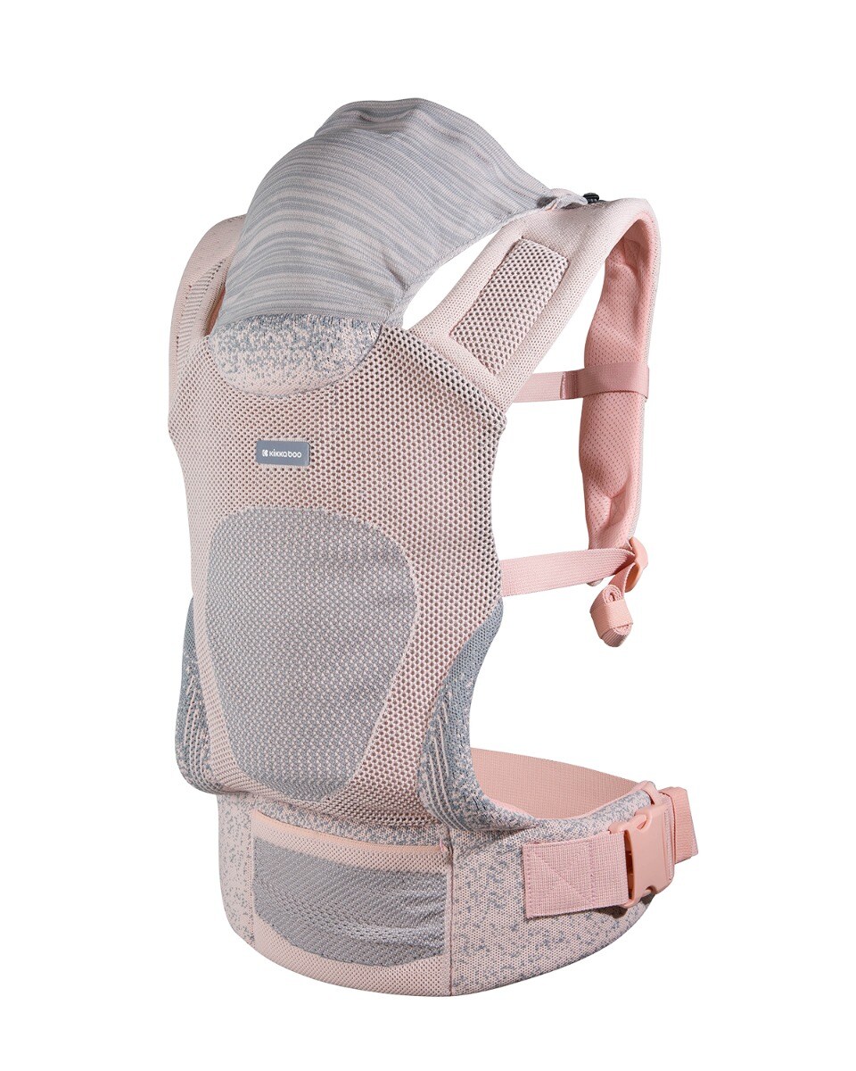 Kikkaboo Babytrage Hoody Fly Strickstoff 3 in 1 Bauch- und R&uuml;ckentrage, H&uuml;ftsitz rosa 