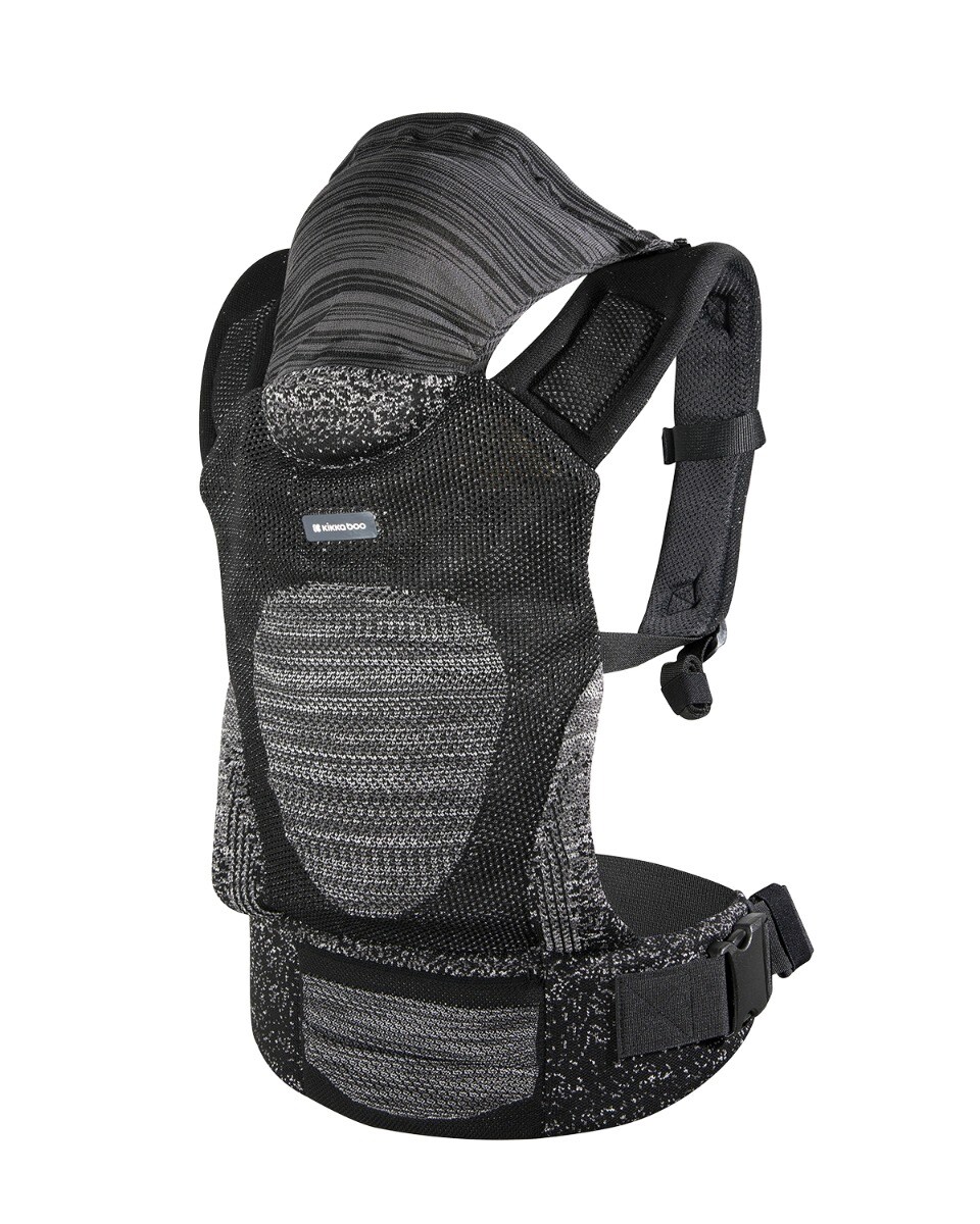 Kikkaboo Babytrage Hoody Fly Strickstoff 3 in 1 Bauch- und R&uuml;ckentrage, H&uuml;ftsitz schwarz 