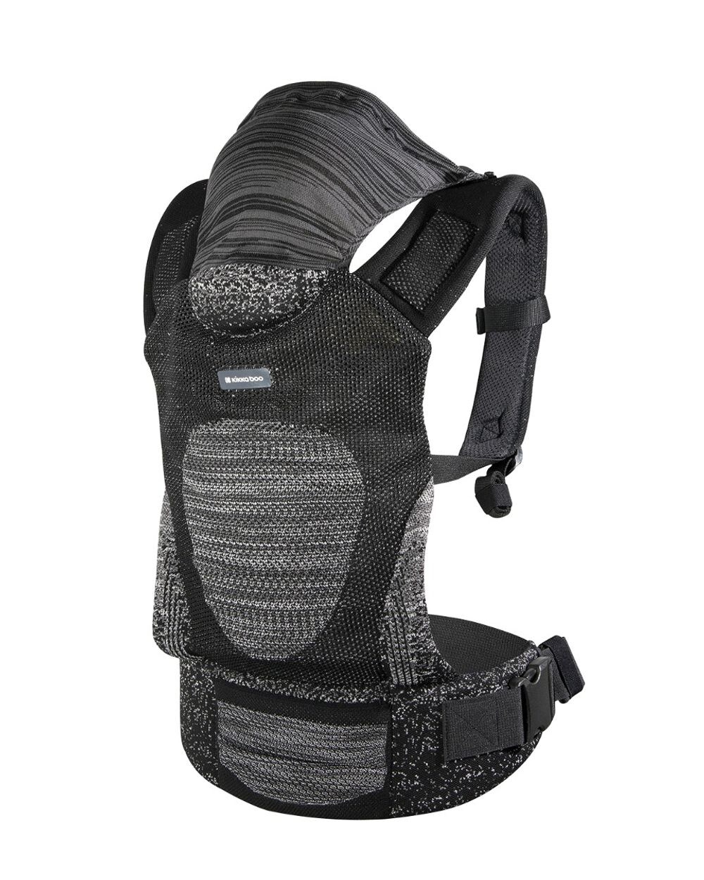 Kikkaboo Babytrage Hoody Fly Strickstoff 3 in 1 Bauch- und Rückentrage, Hüftsitz schwarz
