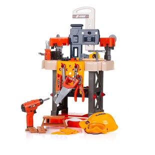 Chipolino Kinderwerkbank, 78-teiliges Spielzeugwerkzeugset, Helm, Bohrer, Säge schwarz 