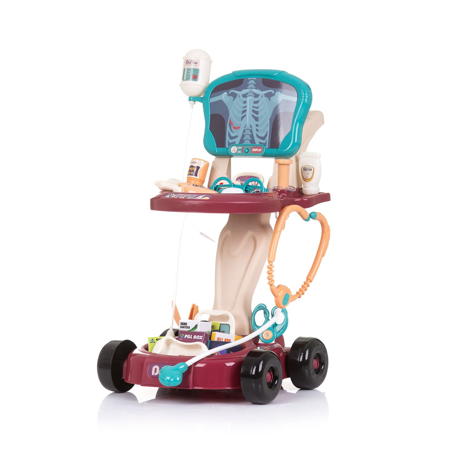 Chipolino Kinderspielzeug Arztwagen 29-teilig Brille Stethoskop Spritze Pinzette bunt 