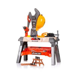 Chipolino Kinderwerkbank, 63-teiliges Spielzeugwerkzeugset, Helm, Säge, Bohrer grau 