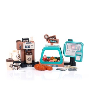 Chipolino Spielzeug Coffee Shop 41-teilig Kartengerät Kaffeemaschine Becher Geld braun 