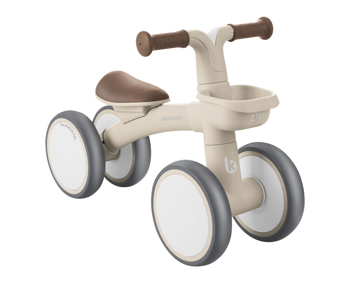 Kikkaboo Rutschfahrzeug Zipi Korb, EVA-Reifen, Sitz verstellbar, ab 1 Jahr beige