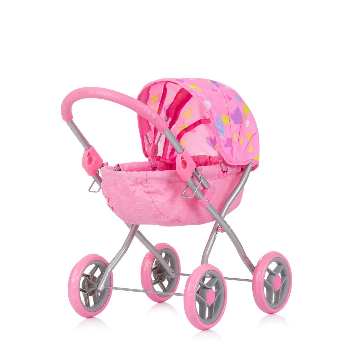 Puppenwagen Daisy klappbar, Sonnendach, vier große Räder, ab 3 Jahren rosa