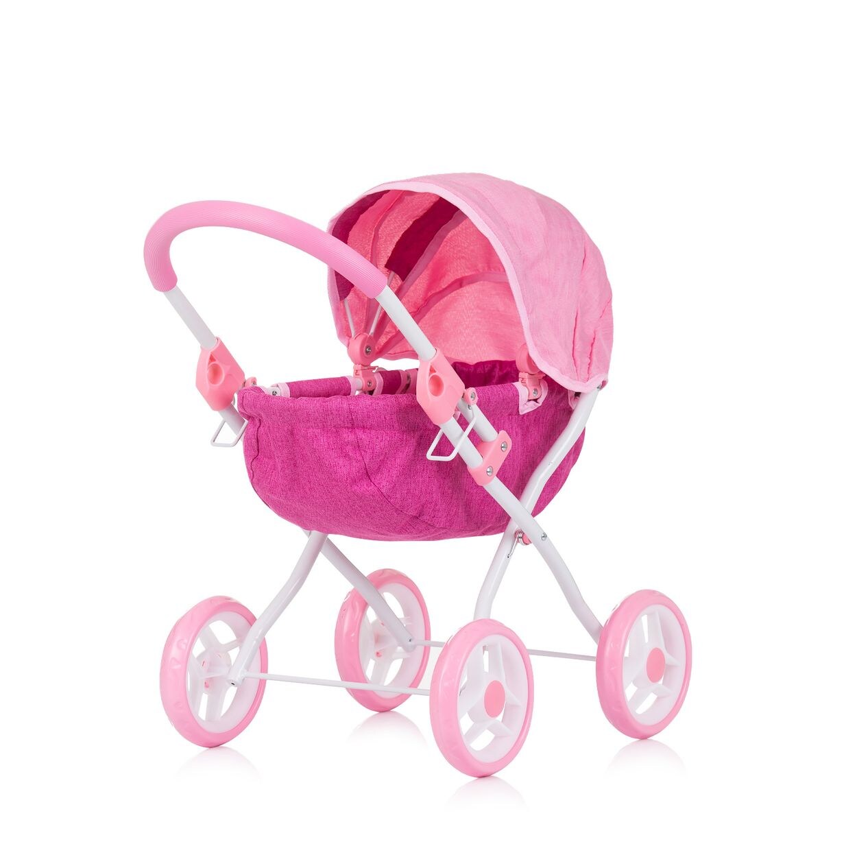 Puppenwagen Daisy klappbar, Sonnendach, vier große Räder, ab 3 Jahren pink