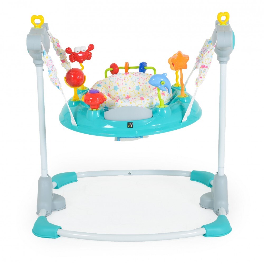 Hopser Vista mit Spielcenter, Musik, Licht, MP3-Anschluss, H&ouml;he einstellbar grau t&uuml;rkis 