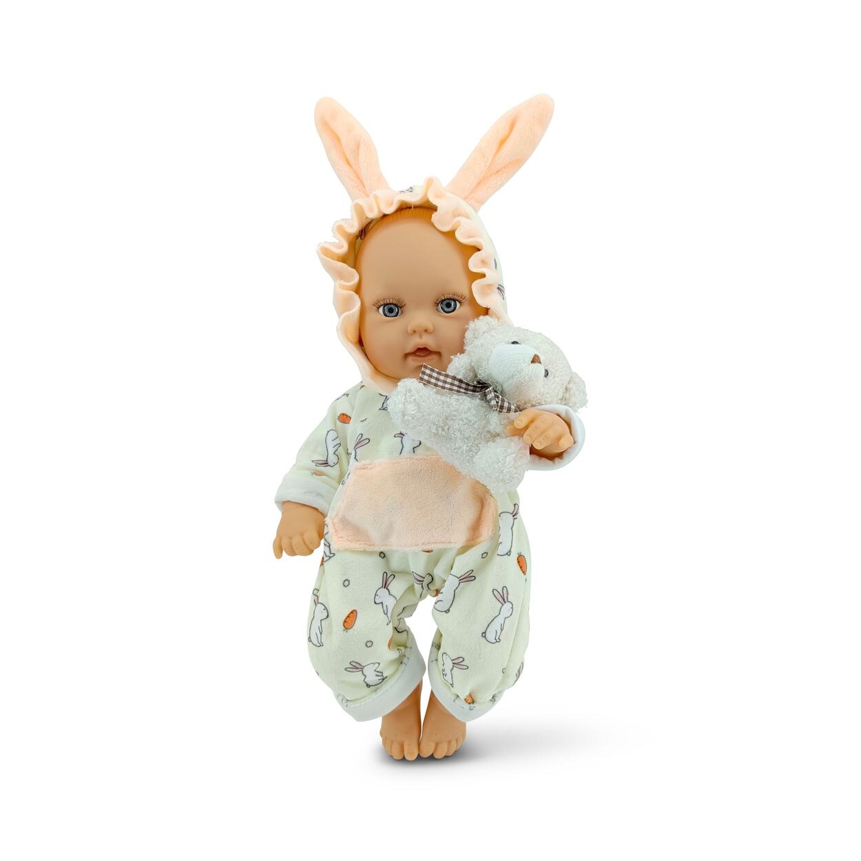 Kinderpuppe Bear und Baby 30 cm Kuscheltier, Schnuller, beweglicher Körper beige