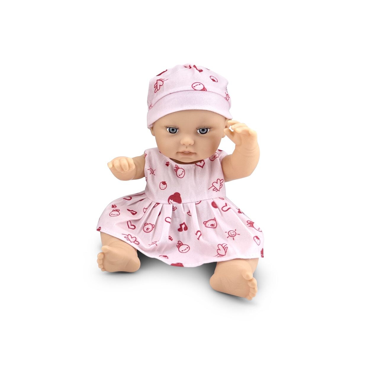 Kinderpuppe Bear und Baby 30 cm Kuscheltier, Schnuller, beweglicher Körper blau rosa