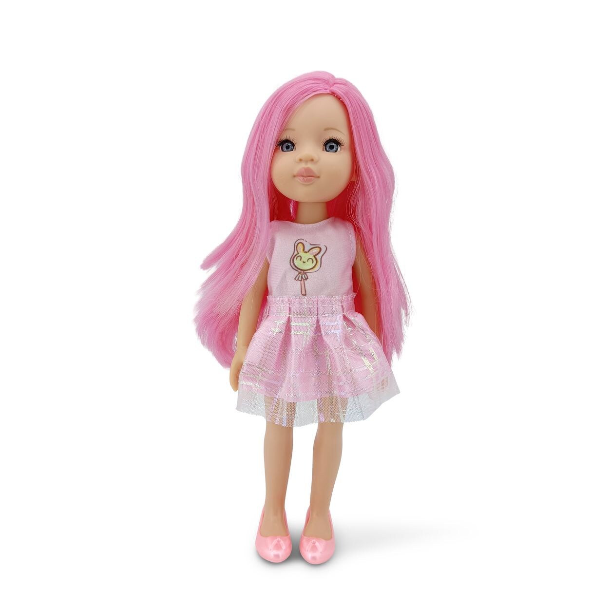 Kinderpuppe 33 cm Pretty pink Doll Kleidung Haare Schuhe beweglich ab 3 Jahren