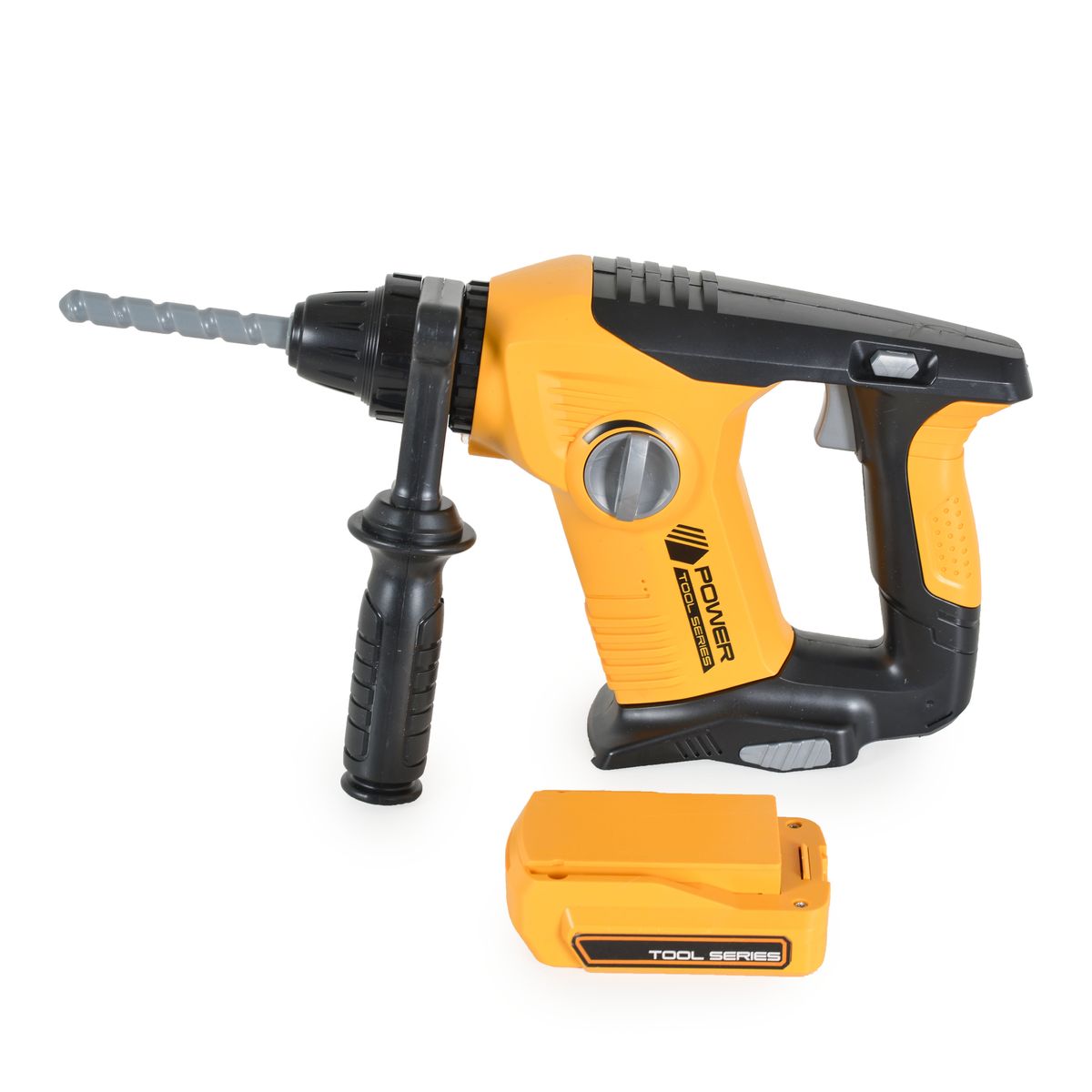 Moni Kinder-Spielzeug Schlagbohrer T016A Set, Schutzbrille, Lineal Bohrmaschine gelb 