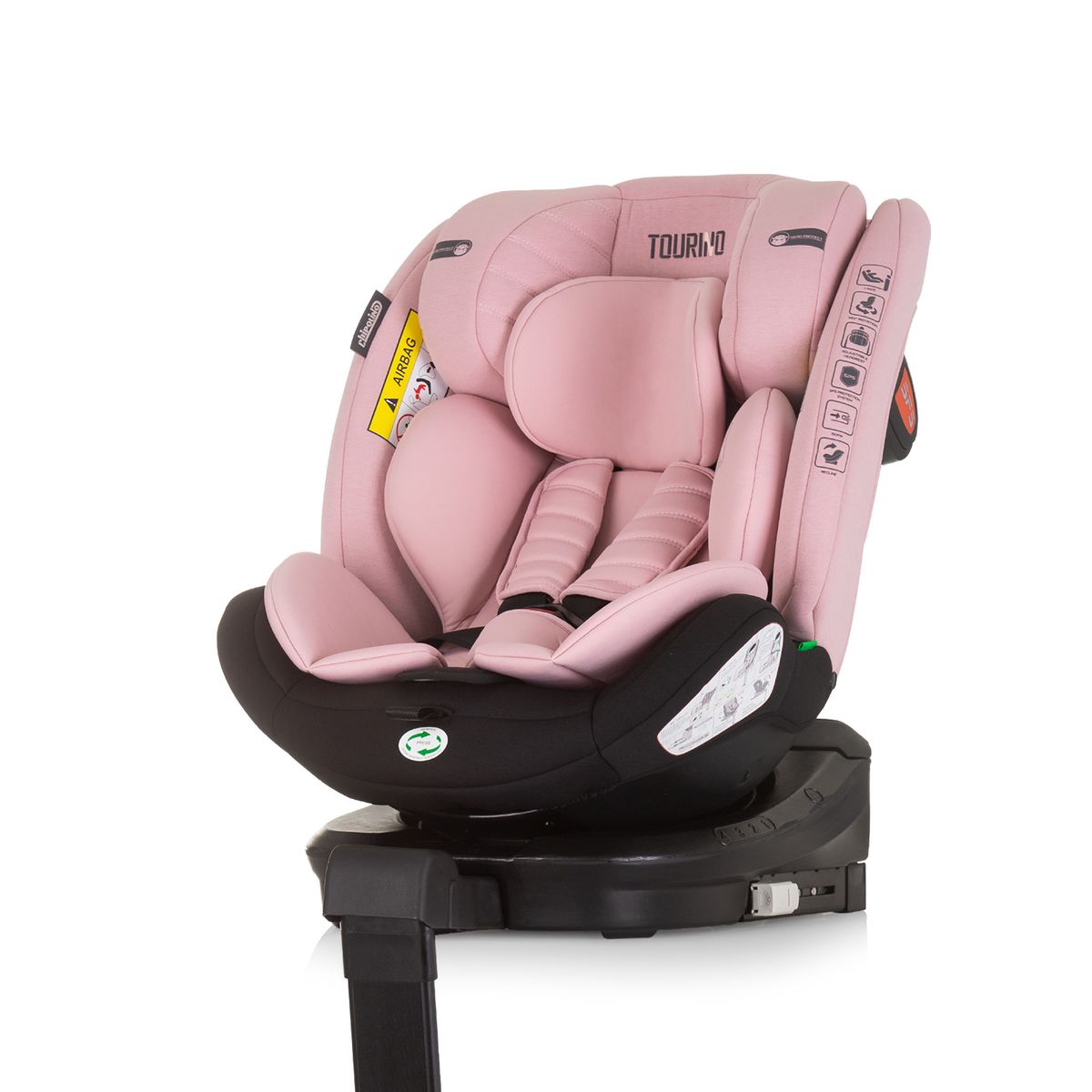 Chipolino Kindersitz Tourino i-Size (40-150cm) Isofix, h&ouml;henverstellbar, drehbar rosa 