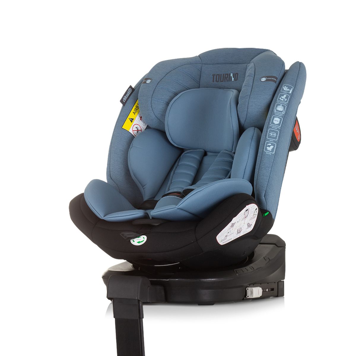 Chipolino Kindersitz Tourino i-Size (40-150cm) Isofix, h&ouml;henverstellbar, drehbar blau 