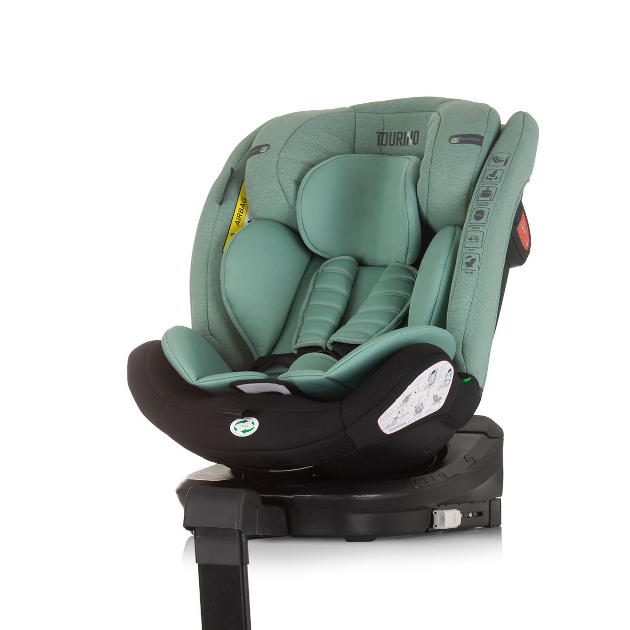 Chipolino Kindersitz Tourino i-Size (40-150cm) Isofix, h&ouml;henverstellbar, drehbar gr&uuml;n 