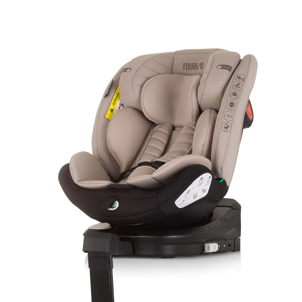 Chipolino Kindersitz Tourino i-Size (40-150cm) Isofix, h&ouml;henverstellbar, drehbar beige 