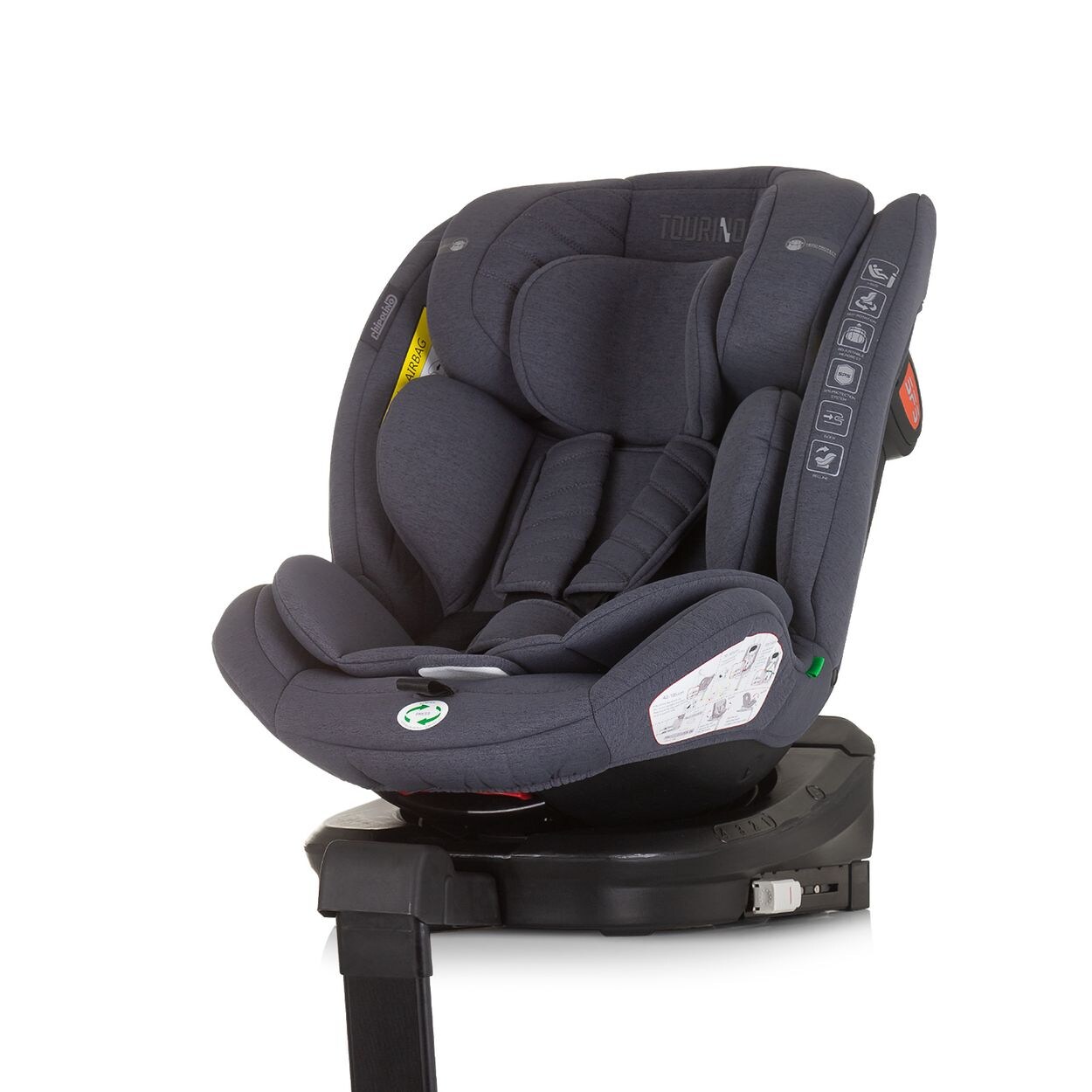 Kindersitz Tourino i-Size (40-150cm) Isofix, höhenverstellbar, drehbar dunkelgrau