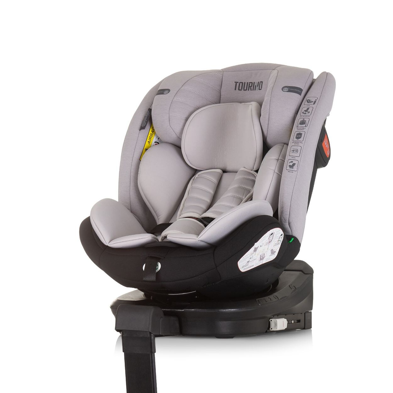 Kindersitz Tourino i-Size (40-150cm) Isofix, höhenverstellbar, drehbar hellgrau