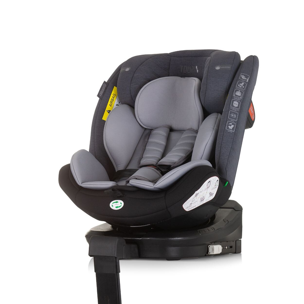 Kindersitz Tourino i-Size (40-150cm) Isofix, höhenverstellbar, drehbar grau hellgrau