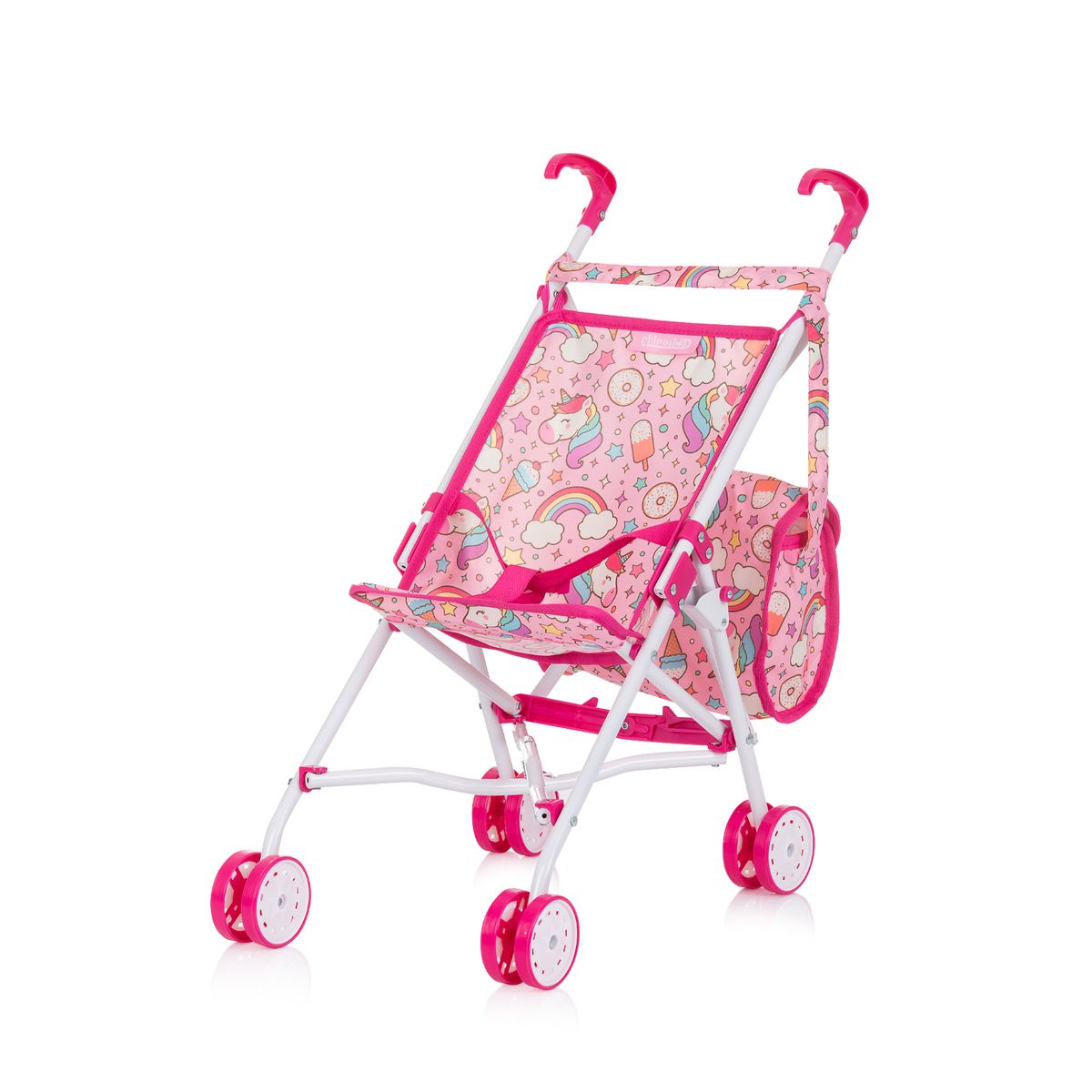 Chipolino Puppen-Zubeh&ouml;r-Set 3in1 Trixy Buggy Hochstuhl Tasche Laufstall faltbar pink 