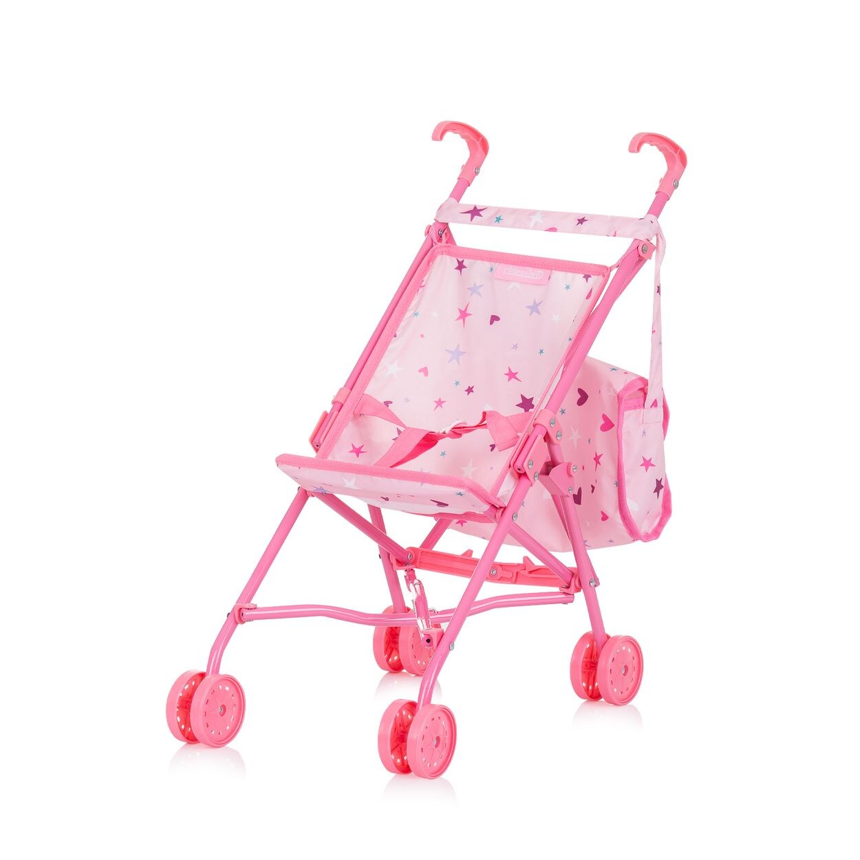 Puppen-Zubehör-Set 3in1 Trixy Buggy Hochstuhl Tasche Laufstall faltbar rosa Sterne