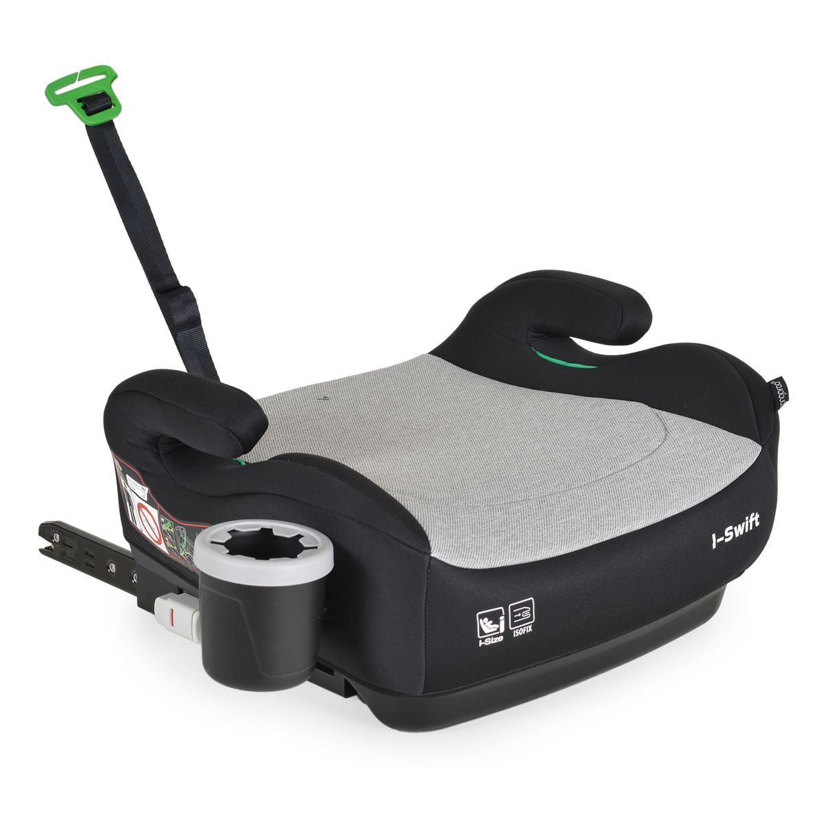 Cangaroo Kindersitz, Sitzerh&ouml;hung i-Swift, Isofix (125-150cm) Getr&auml;nkehalter grau 