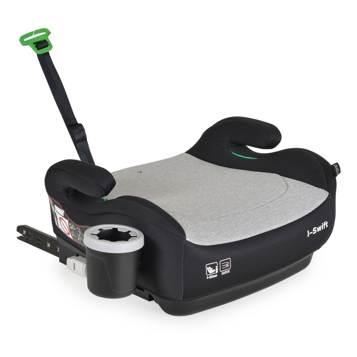 Kindersitz, Sitzerhöhung i-Swift, Isofix (125-150cm) Getränkehalter grau