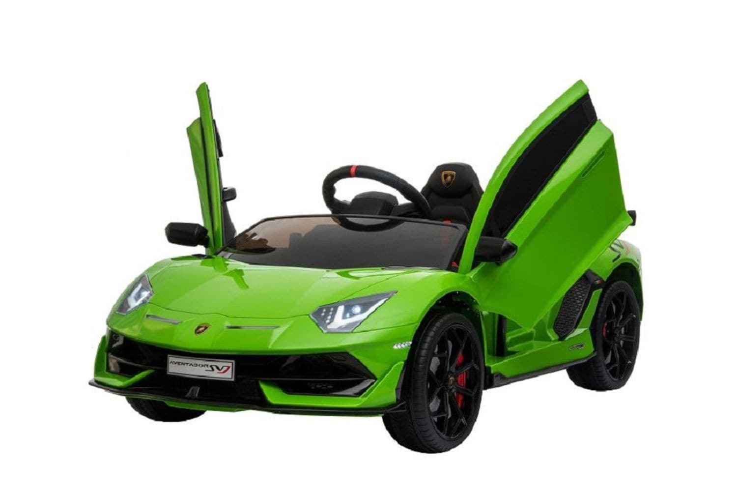 ES-Toys Kinder Elektroauto Lamborghini Aventador SVJ, Kunstledersitz, EVA-Reifen gr&uuml;n 