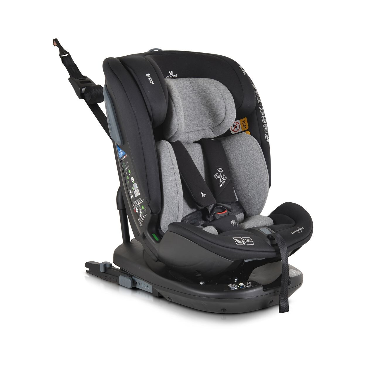 Kindersitz Gravity i-Size (40-150cm) Sitz drehbar, Kopfstütze, Isofix grau
