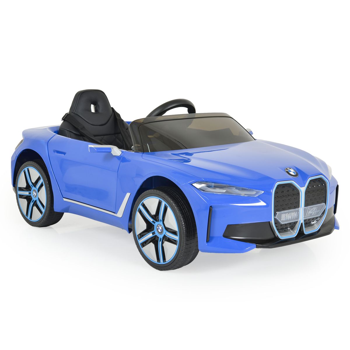 Moni Kinder Elektroauto BMW i4 MP3 EVA-Reifen Fernbedienung Lichter bis 30 kg blau 