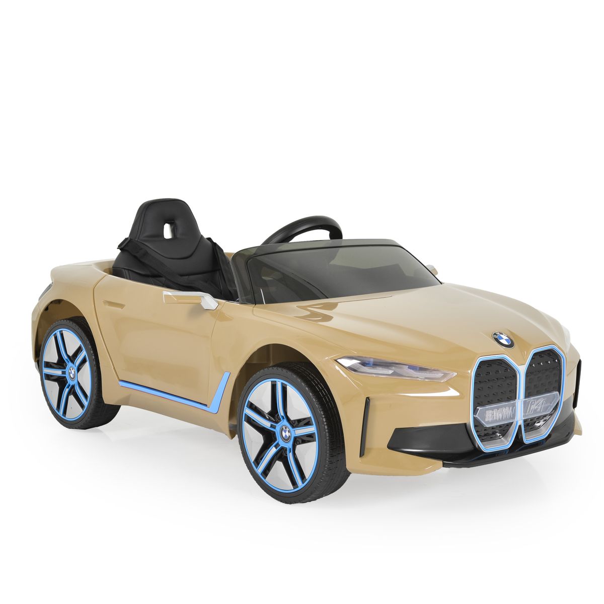 Moni Kinder Elektroauto BMW i4 MP3 EVA-Reifen Fernbedienung Lichter bis 30 kg gold 