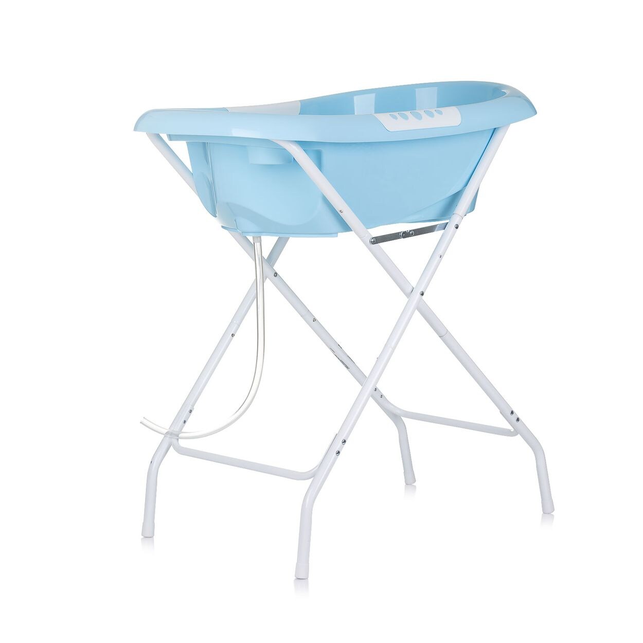 Babybadewanne Ständer Noemi klappbar, Ablauf, Ablagefächer, ab Geburt blau