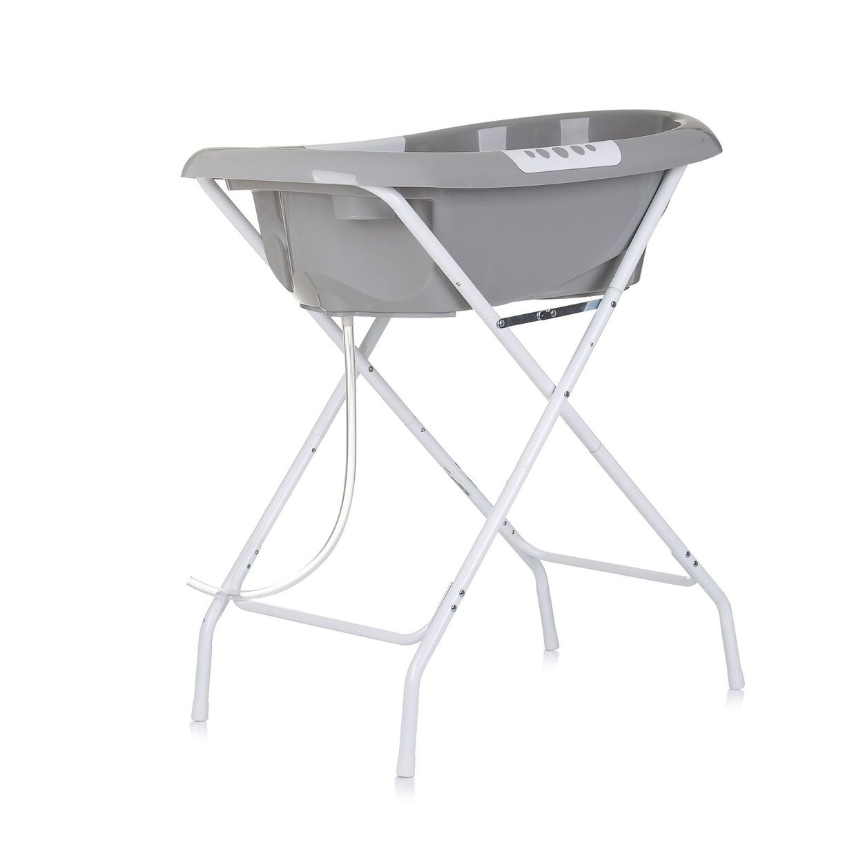 Babybadewanne Ständer Noemi klappbar, Ablauf, Ablagefächer, ab Geburt grau