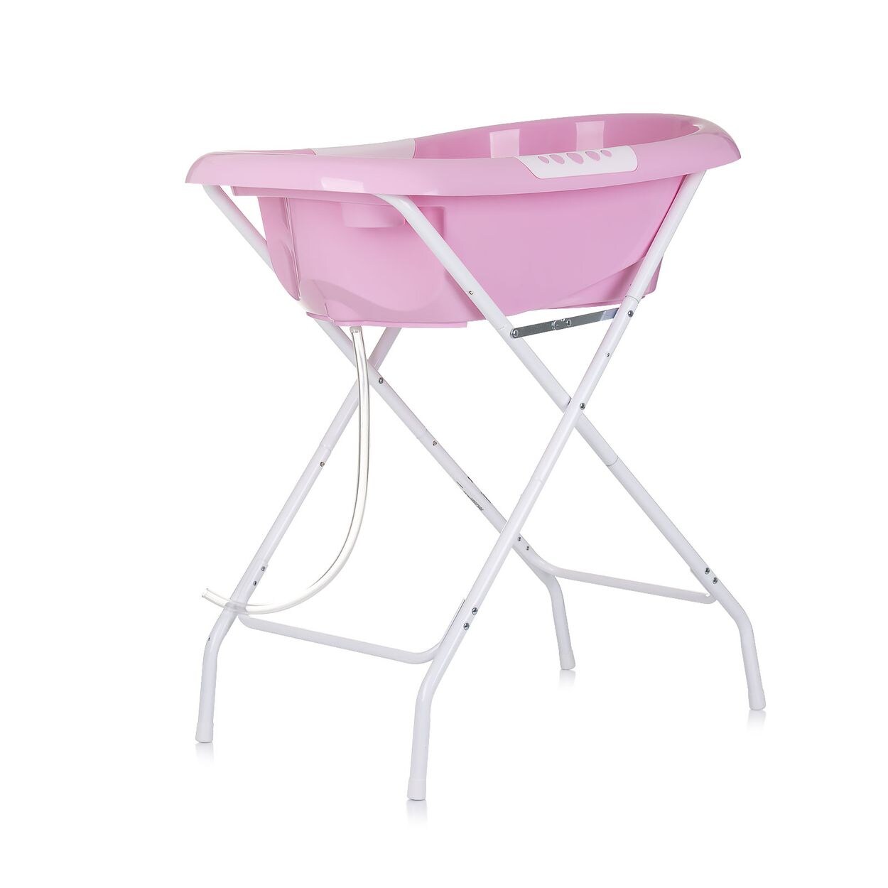 Babybadewanne Ständer Noemi klappbar, Ablauf, Ablagefächer, ab Geburt rosa