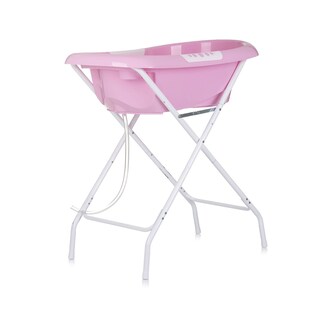Chipolino Babybadewanne Ständer Noemi klappbar, Ablauf, Ablagefächer, ab Geburt rosa 