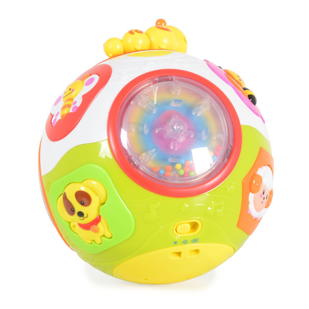 Moni Musikspielzeug Aktivit&auml;tsball 938 Ger&auml;usche Tierkn&ouml;pfe Lichter ab 6 Monaten bunt 