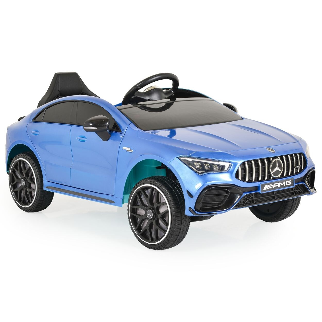 Kinder Elektroauto Mercedes-AMG CLA 45 Bluetooth Fernbedienung vier Motoren blau