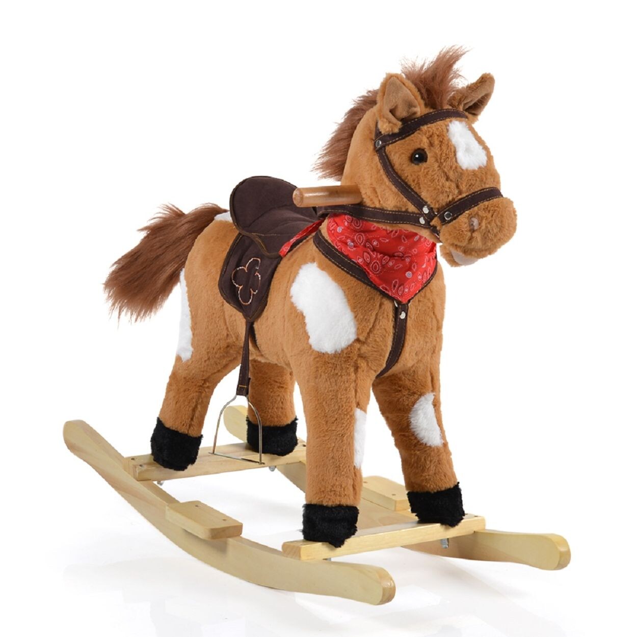 Babyshoppen Schaukelpferd Thunder WJ-302, Plüsch Sound, Kufen, Rollen, Sattel