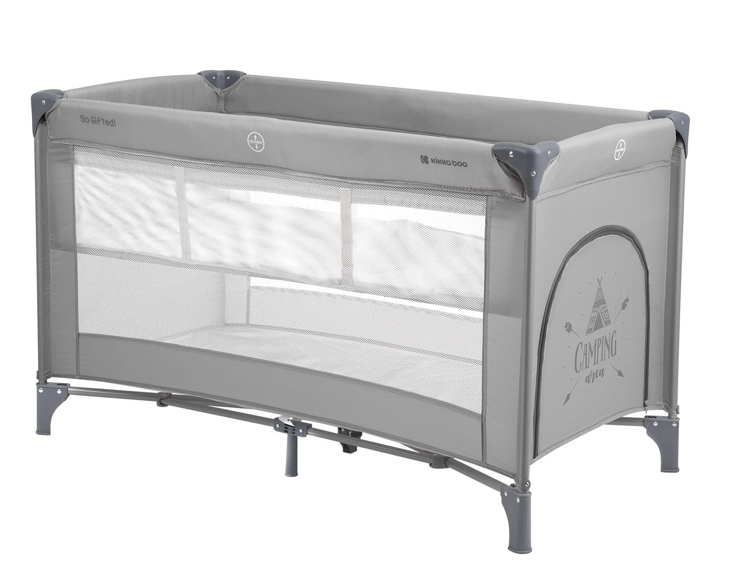 Kikkaboo Reisebett, Laufstall So Gifted 2 Ebenen Matratze, Tragetasche, &Ouml;ffnung dunkelgrau 
