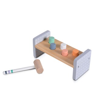 Moni Hammerspiel 2525 Holzspielzeug Hammer, fünf bunte Formen, Motorikspiel bunt 