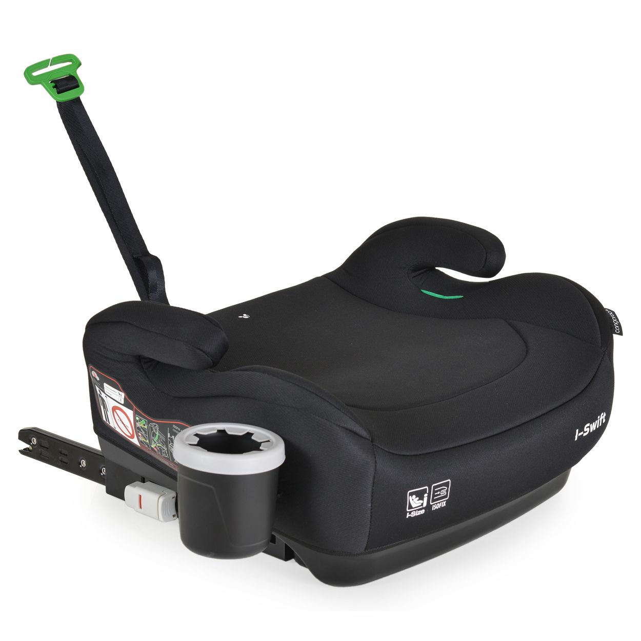 Cangaroo Kindersitz, Sitzerh&ouml;hung i-Swift, Isofix (125-150cm) Getr&auml;nkehalter schwarz wei&szlig; 